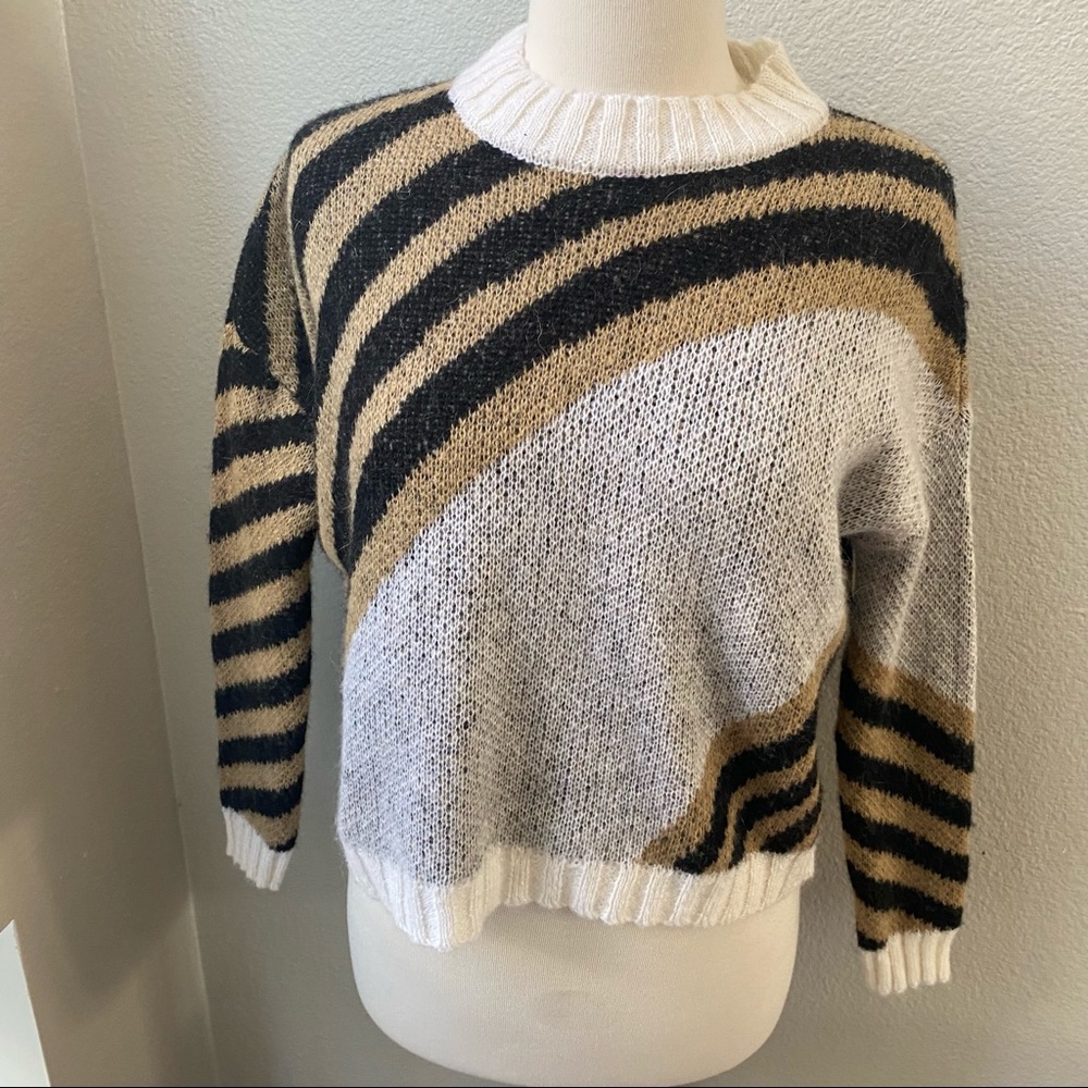 NICCOLAI Made in Italy knit Mohair Sweater Crew Neck gray tan Women S